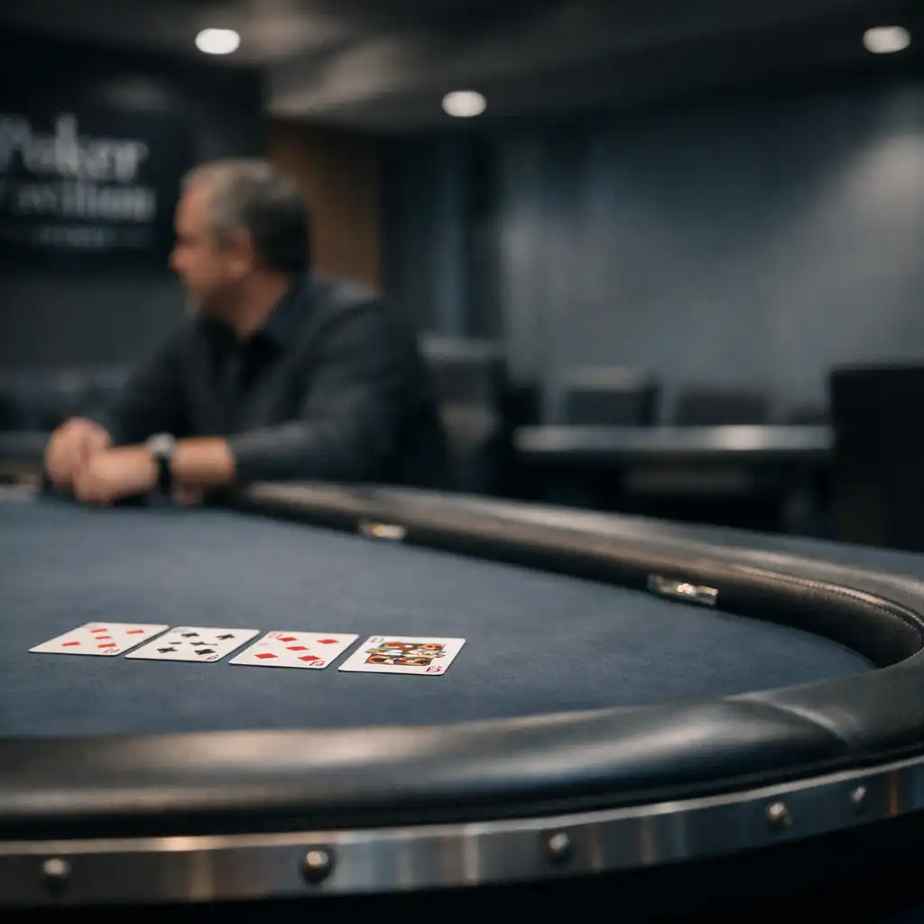 Playing cards and felt detail on a real poker table inside the venue